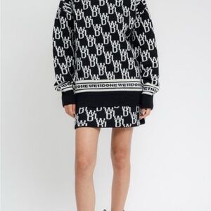We11done Unisex Crew Neck Sweater And Skirt Knit All Over Logo Small Wool